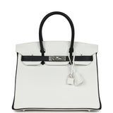 Hermes Special Order (HSS) Birkin 30 White and Black Clemence Brushed Palladium Hardware