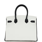 Hermes Special Order (HSS) Birkin 30 White and Black Clemence Brushed Palladium Hardware