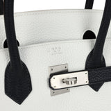 Hermes Special Order (HSS) Birkin 30 White and Black Clemence Brushed Palladium Hardware