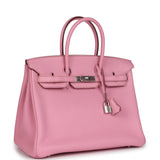 Pre-owned Hermes Birkin 35 Bubblegum Togo Palladium Hardware