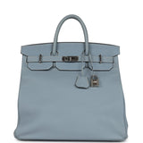 Pre-owned Hermes Birkin HAC 40 Bleu Lin Togo Palladium Hardware