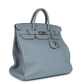 Pre-owned Hermes Birkin HAC 40 Bleu Lin Togo Palladium Hardware