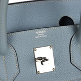 Pre-owned Hermes Birkin HAC 40 Bleu Lin Togo Palladium Hardware