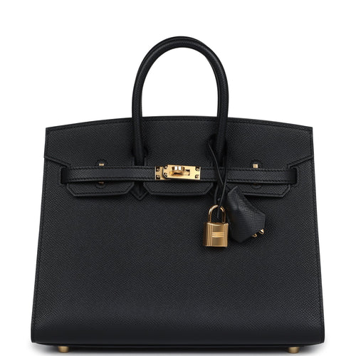 Hermes Birkin Sellier 25 Black Epsom Gold Hardware