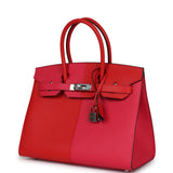 Hermes Casaque Birkin Sellier 30 Rouge De Coeur and Rose Extreme Epsom Palladium Hardware