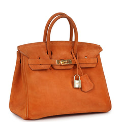 Vintage Hermes Birkin 25 Orange Doblis Gold Hardware
