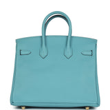 Pre-owned Hermes Birkin 25 Bleu Saint Cyr Swift Gold Hardware