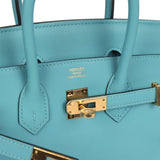 Pre-owned Hermes Birkin 25 Bleu Saint Cyr Swift Gold Hardware