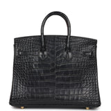 Hermes Birkin 25 Black Matte Alligator Gold Hardware