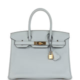 Hermes Birkin 30 Bleu Pale Clemence Gold Hardware