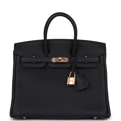 Hermes Birkin 25 Black Togo Rose Gold Hardware