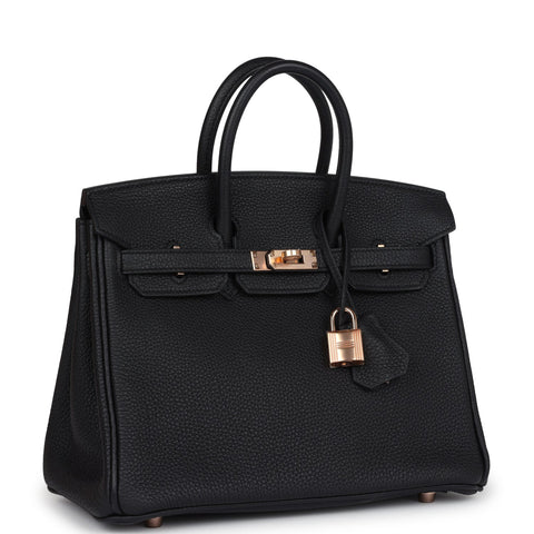 Hermes Birkin 25 Black Togo Rose Gold Hardware