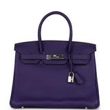 Hermes Birkin 30 Iris Clemence Palladium Hardware