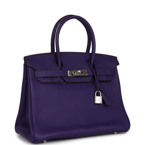 Hermes Birkin 30 Iris Clemence Palladium Hardware