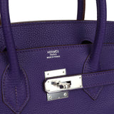 Hermes Birkin 30 Iris Clemence Palladium Hardware