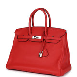 Pre-owned Hermes Birkin 35 Geranium Togo Palladium Hardware