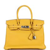 Hermes Birkin 30 Soleil Clemence Palladium Hardware