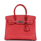 Hermes Birkin 30 Bougainvillea Ostrich Palladium Hardware