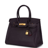 Hermes Special Order (HSS) Birkin 30 Raisin Verso Chevre Brushed Gold Hardware