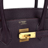 Hermes Special Order (HSS) Birkin 30 Raisin Verso Chevre Brushed Gold Hardware