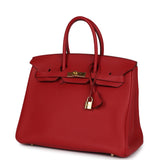 Pre-owned Hermes Birkin 35 Rouge Garance Togo Gold Hardware