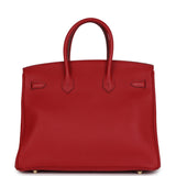 Pre-owned Hermes Birkin 35 Rouge Garance Togo Gold Hardware