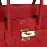 Pre-owned Hermes Birkin 35 Rouge Garance Togo Gold Hardware