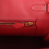 Pre-owned Hermes Birkin 35 Rouge Garance Togo Gold Hardware