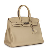 Pre-owned Hermes Birkin 35 Parchemin Togo Palladium Hardware