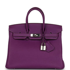 Pre-owned Hermes Special Order (HSS) Birkin 25 Anemone Togo Palladium Hardware