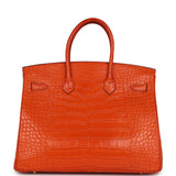 Pre-owned Hermes Birkin 35 Feu Matte Alligator Gold Hardware