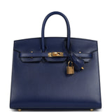 Hermes Birkin Sellier 25 Bleu Saphir Box Gold Hardware