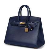 Hermes Birkin Sellier 25 Bleu Saphir Box Gold Hardware