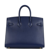 Hermes Birkin Sellier 25 Bleu Saphir Box Gold Hardware