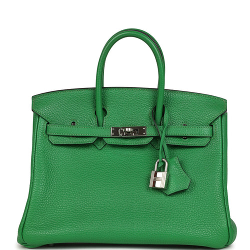 Pre-owned Hermes Birkin 25 Bambou Togo Palladium Hardware