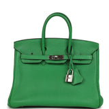 Pre-owned Hermes Birkin 25 Bambou Togo Palladium Hardware