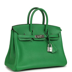 Pre-owned Hermes Birkin 25 Bambou Togo Palladium Hardware