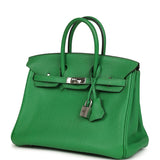 Pre-owned Hermes Birkin 25 Bambou Togo Palladium Hardware