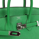 Pre-owned Hermes Birkin 25 Bambou Togo Palladium Hardware