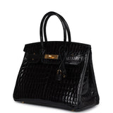 Hermes Birkin 30 Black Shiny Crocodile Niloticus Gold Hardware