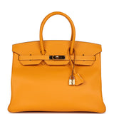 Pre-owned Hermes Birkin 35 Jaune D'Or Epsom Gold Hardware