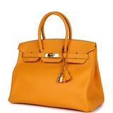 Pre-owned Hermes Birkin 35 Jaune D'Or Epsom Gold Hardware