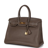 Pre-owned Hermes Birkin 35 Etoupe Togo Gold Hardware