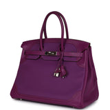 Pre-owned Hermes Birkin 35 Ghillies Anemone Togo and Swift Palladium Hardware