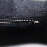 Pre-owned Hermes Special Order (HSS) Birkin 25 Gris Agate and Bleu Indigo Ostrich Brushed Palladium Hardware