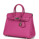 Pre-owned Hermes Birkin 25 Rose Pourpre Togo Palladium Hardware