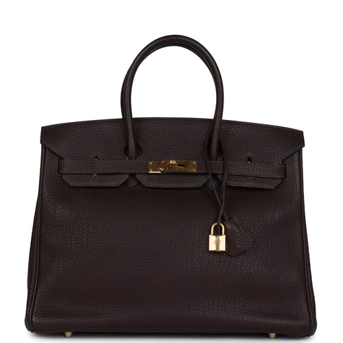 Pre-owned Hermes Birkin 35 Chocolat Fjord Gold Hardware
