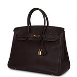 Pre-owned Hermes Birkin 35 Chocolat Fjord Gold Hardware