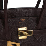 Pre-owned Hermes Birkin 35 Chocolat Fjord Gold Hardware