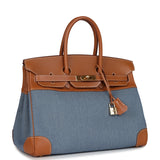 Vintage Hermes Birkin 35 Blue Denim and Gold Gulliver Gold Hardware